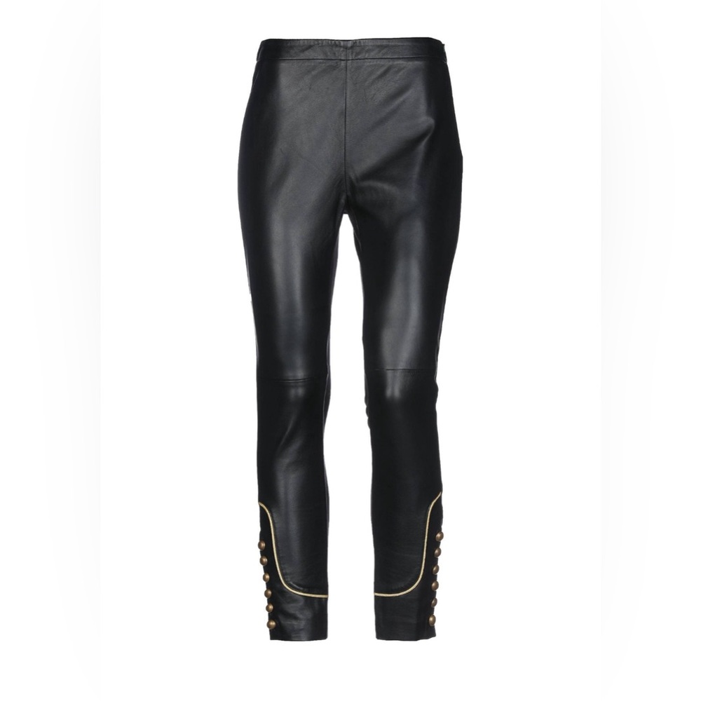 Pinko Genuine Leather Dual-Fabric Slim Leggings